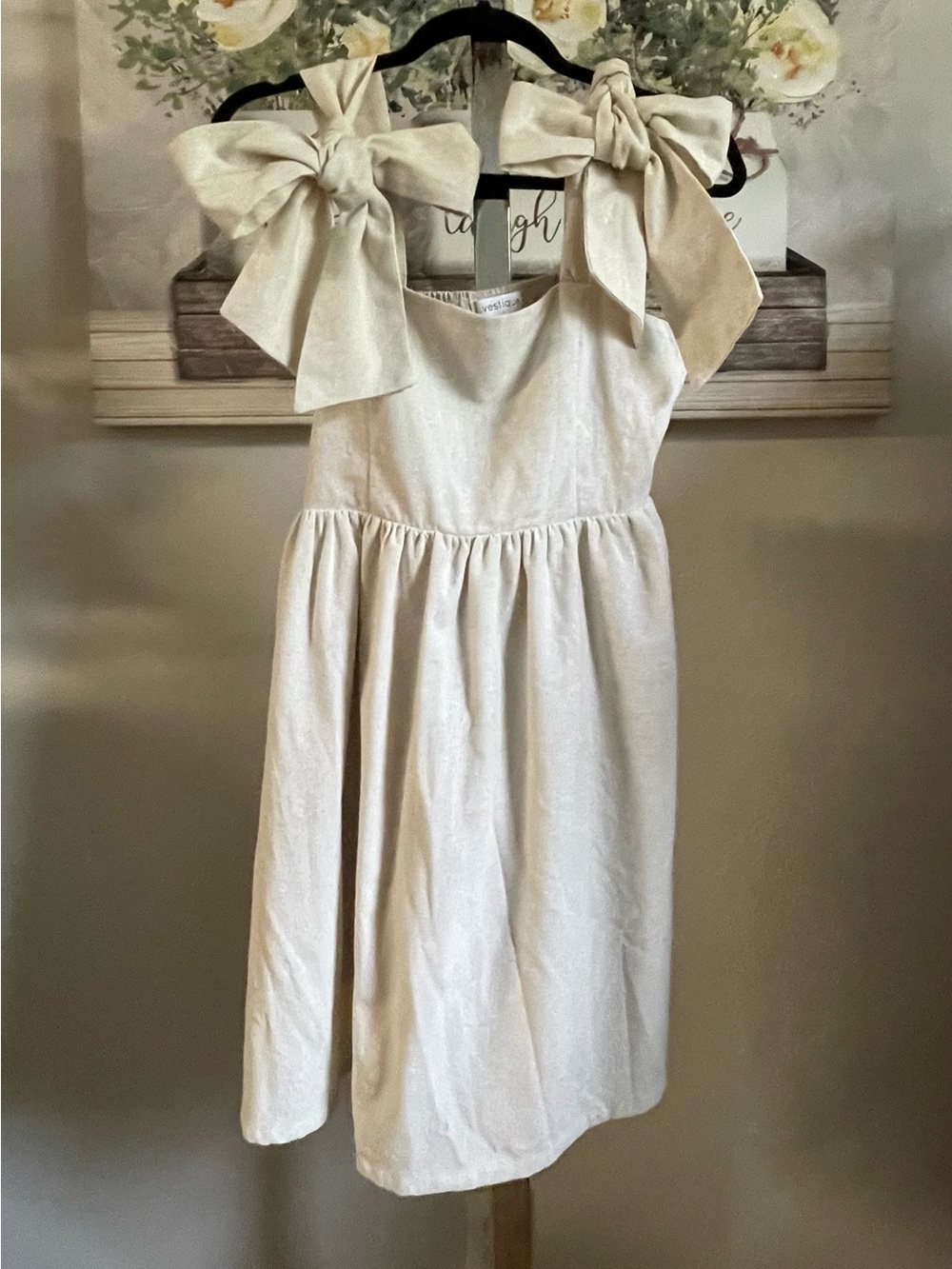 Vestique Cream Bow-Shoulder Dress